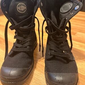 Palladium Black Canvas Lace-Up Boots
